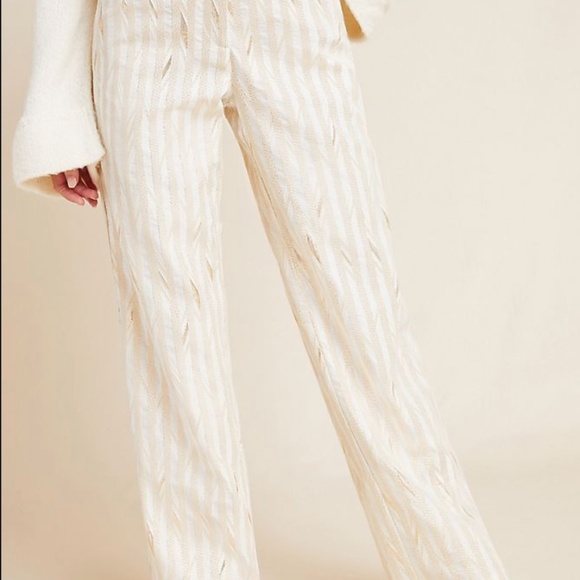 Kelyn Striped Wide Leg Flare Boho Peasant Hipster Hippie Work Metallic Art Pants - Picture 3 of 3